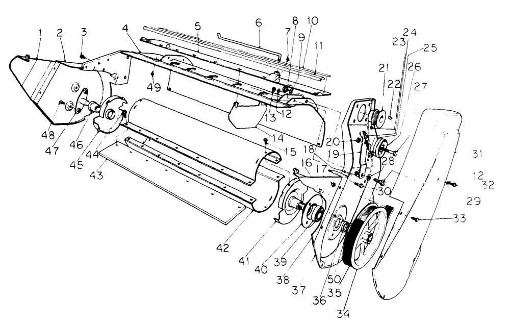 Lower Main Frame Diagram and Parts List for 3080010U008001 (3080010U017296)(1976 & 1983) Cub Cadet Snow Blower